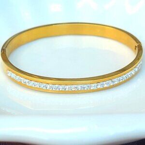 18K Gold Filled Luxury Rhinestone Crystal Evening Dressy Bangle Bracelet